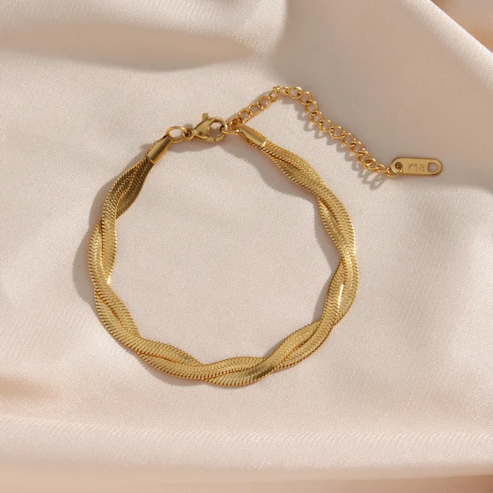 Alien%20E.B.belle%20Gold%20Plated%20Braided%20New%20Herringbone%20Chain%20Necklace%20Bracelets%20Set%20Wholesale%20Stainless%20Steel%20Jewelry%20For%20Women%20-%20Image%205