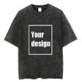 Vintage washed men T-shirts anime demon slayer Kamado tanjirou print t shirt casual shirts tops Y2K clothes.