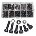 300 Pcs Nuts Bolts Set Hex Bolts Nut and Washer Assortment Screws Bolts M3 Tool Kit with Plastic Box (Black) - Black.
