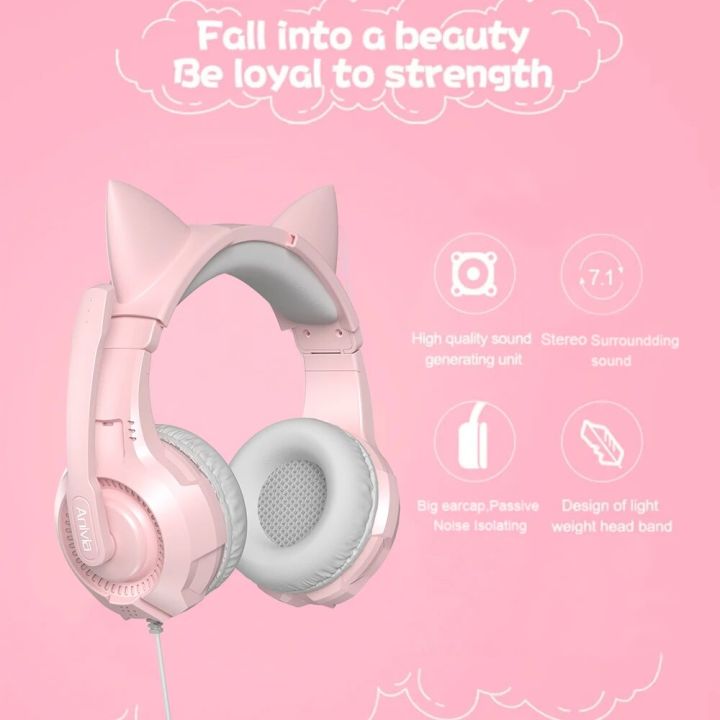 Gaming%20Headsets%20Cat%20Ears%20Girly%20Headset%20with%20Mic%20Noise%20Isolating%20Headphone%20Pink%20with%20Microphone%20Wired%203.5mm%20Headphones%20-%20Image%202