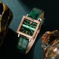 Ladies Fashion 5pcs Square Dial Wristwatch Set Women's PU Leather Strap Watch and Matching Jewelry Girl Waterproof and Durable Watches.