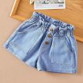 Summer Girls Kids Jeans 2024 New Casual Clothes Solid Baby Denim Pants Soft Girls Fashion Short Trousers for 3-10 Yrs Children.