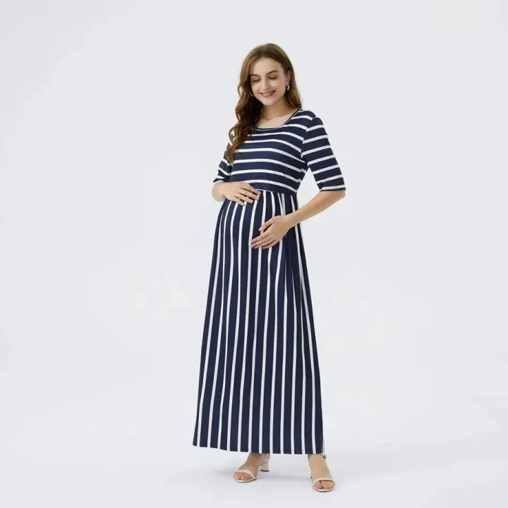 Pregnancy%20Clothes%20Spring%20and%20Summer%20New%20Fashion%20Maternity%20Wear%20Striped%20Round%20Neck%20Breast-feeding%20Dress%20Maternity%20Maxi%20Dress%20-%20Image%206