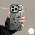 MissConnie Cartoon Anime Chibi Maruko-chan Phone Case Compatible for IPhone 11 13 14 12 15 Pro Max XS Max XR 15Plus Cute Crayon Shin-chan Luxury Plating Metal Button Soft Shockproof Cover.