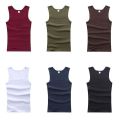 Men Tank Top Men Elastic Korean Solid Bodybuilding Vest Fashion Square Neck Cotton Sleeveless Shirt Gym Fitness Stretch Singlet. 