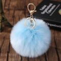 Trinket Fluffy Artificial Rabbit Fur Ball Key Chain 8cm Pompons Keychain 21 Color Women Car Bag Key Ring Hang Jewelry. 