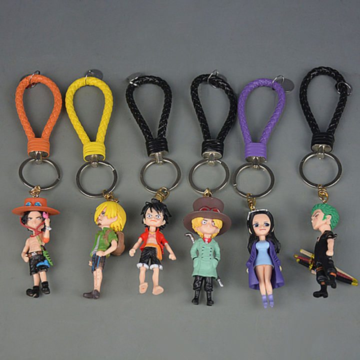 Action One Piece Keychain 3D PVC Luffy Zoro Sanji Figure Model Toys Bag Pendant One Piec Anime Figure Key Finder For Fans