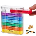 Portable Weekly 7 Days Pill Box/Colorful Design Stackable 4 Times a Day Medicine Storage Dispenser/Plastic Pill Organizer Boxs. 