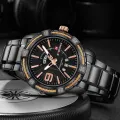 Naviforce NF9117 - Black Stainless Steel Analog Watch for Men - RoseGold & Black. 