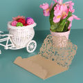 20pcs/set Wedding Invitation Card Cover Pearl Paper Laser Cut Hollow Heart Pattern Invitation Cards Wedding Anniversary Supplies--Gold. 