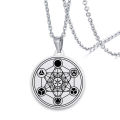 Metatron Cube Necklace Sacred Geometry Seals Of Archangel Angel Sigil Pendant Stainless Steel Occult Amulet Solomon Necklace.