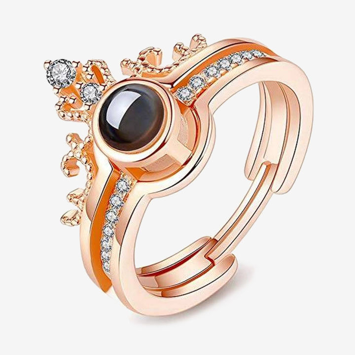 100 Languages I Love You Adjustable Projection Rings, Romantic Ring for Girls
