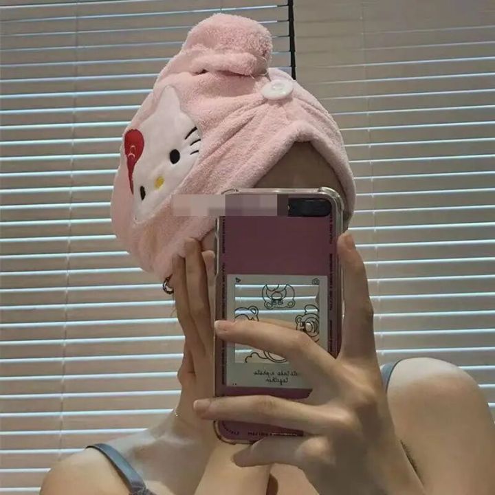 New%20Hello%20Kitty%20Bath%20Cap%20Kawaiii%20Bathroom%20Accessories%20Kuromi%20Women%20Melody%20Cartoon%20Absorbent%20Hair%20Drying%20Towel%20Hat%20Shower%20Caps%20-%20Image%207