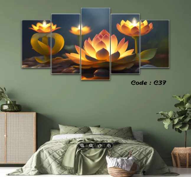5Pcs In 1 Set Wall Canvas Art Printing Matte HD Sticker with Glossy ...