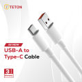 Teton USB A to C cable| QC 3.0| 3A Type C Fast Charging Cable for iPhone 16/iPhone 15/ Samsung Galaxy S24/ S23 Ultra/ Tecno Infinix Note 30 Pro/ itel P40/ Realme 8 Pro/ POCO X5 Pro/ VIVO Y19s/ VIVO Y28/ Oppo A3/ Oppo F21 Pro. 
