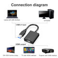 HXSJ HW-1503 USB3.0 to HDMI Adapter 1080P 60HZ HD Audio Video Adapter Converter Cable High Speed 5 Gbps for Windows 7/8/10 PC. 