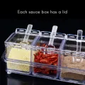 4pcs Crystal Clear Seasoning Box Acrylic Spice Rack Storage Condiment Jars Containers With One Spoon For Kitchen Organization by - Sara Collection zone.