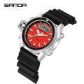 SANDA Men LED Digital Watches Fashion Sport Dual Display Quartz Wristwatch Outdoor Waterproof Military Wristwatches Mens 3008.
