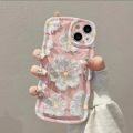 Sweet Pink Flower Cute Phone Case with Holder Strap for iPhone 14 12 13 11 Pro Max Mini XR XS X 6 7 8 Plus Korean Covers Shell.