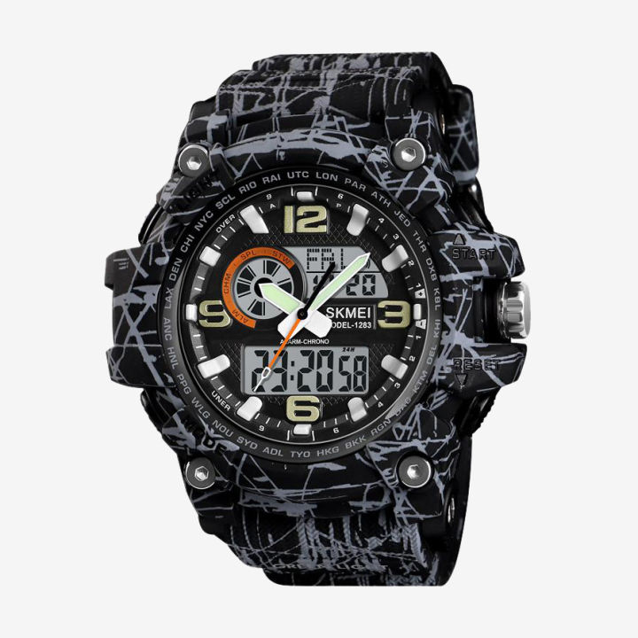 SKMEI Sports Fashion Digital Dual Display Countdown Chrono Alarm Waterproof Watch For Men 1283