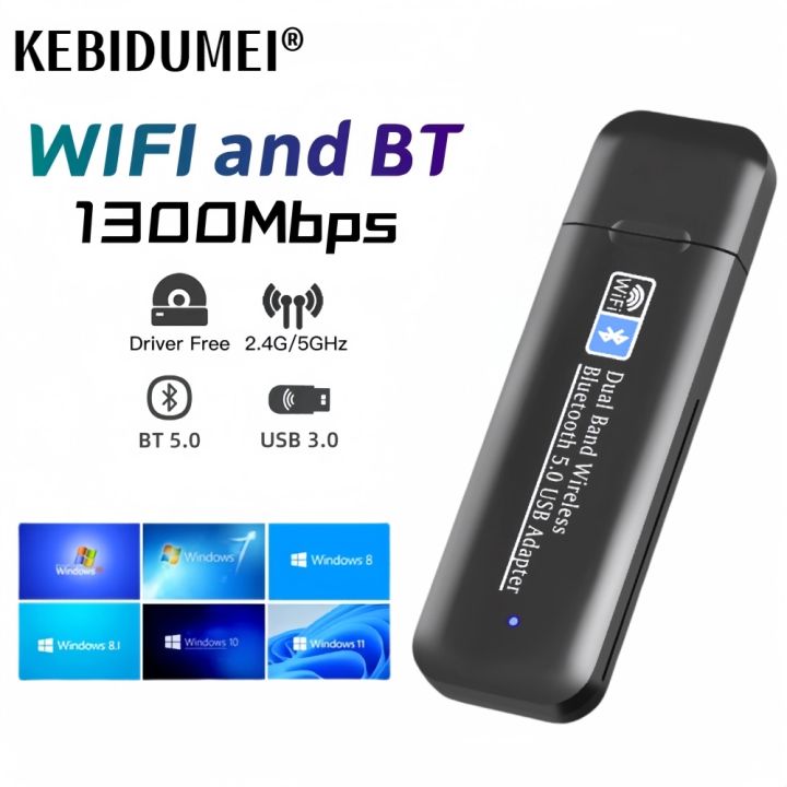 1300Mbps WiFi USB Bluetooth Network Card Wireless Adapter Dual Band 2.4G 5GHz Wi-Fi Antenna Receiver For PC Laptop Driver Free