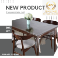 PVC 16mm Transparent Clear Dining Table Cover mat / Cloth Waterproof Protector - For 6 Chair ( 7 fit by 4.7 fit ). 