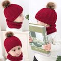 Hat for Kids 2Pcs Toddler Baby Girl s Boy Winter Warm Knitted Beanie Cap+Scarf Keep Set. 