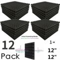 12 Pack Pyramid Shape Soundproof Foam Sound Proof Padding Treatment Panel for Echo Bass Insulation. 