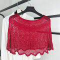 Knitted pullover shawl with hollow decorations, breathable, elegant, versatile shoulder pads, cervical spine protection, sun protection shawl with skirt. 