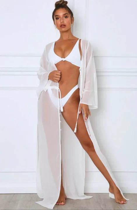 Bikini%20Women%20Beach%20Cover%20Ups%20Lantern%20Long%20Sleeve%20Swimwear%20Drawstring%20Kimono%20White%20See%20Through%20Long%20Cardigan%20Coverups%20Tops%20-%20Image%202