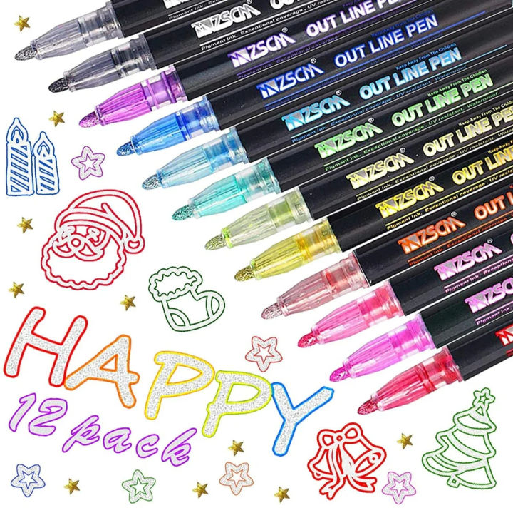 Giorgione%20Out-Line%20Colorful%20Glitter%20Marker%20Pen%20Pack%20of%2012%20pcs%20-%20Image%202