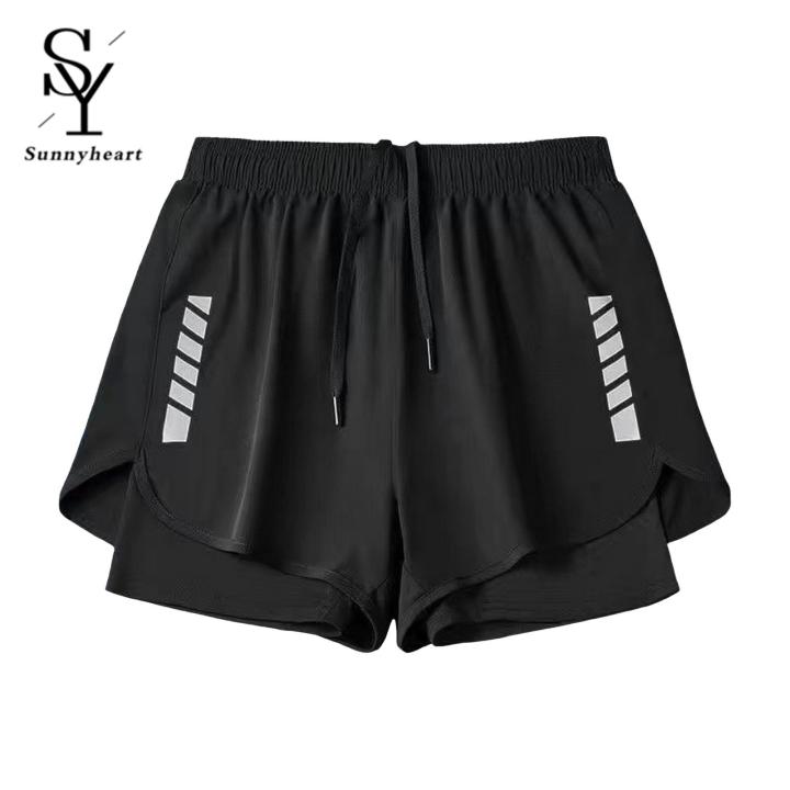 Sunnyheart Men Stretchy Shorts Men's Quick Dry Swim Shorts Double Layer Elastic Waist Trunks for Water Sports Jogging Slim Fit Breathable Design Buyers' Favorite Men Casual Shorts