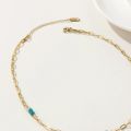 YACHAN Boho Blue Acrylic Bead Layered Necklace for Women Vintage Charms Stainless Steel Jewelry. 