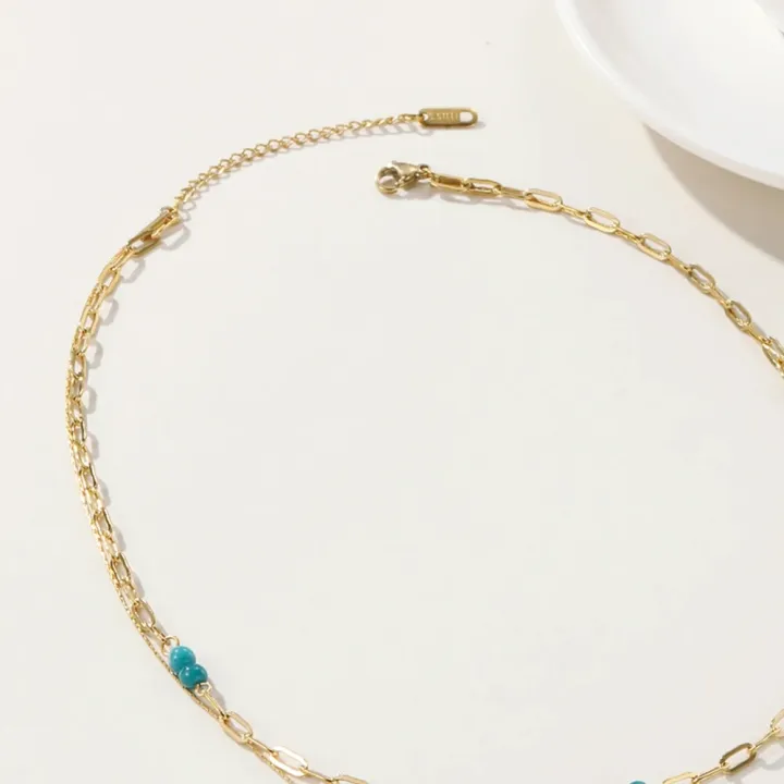 YACHAN%20Boho%20Blue%20Acrylic%20Bead%20Layered%20Necklace%20for%20Women%20Vintage%20Charms%20Stainless%20Steel%20Jewelry%20-%20Image%205