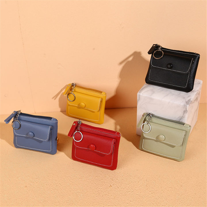 Zipper Card Holder Keychain Wallet Kids Coin Mini Coin Purse Black Card Holder Mini Change Purses
