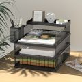 A3A4 Desktop File Rack Metal File Box Storage Rack Metal Multi-Layer File Folder Rack Storage Box Bookshelf Office Data Sorting.