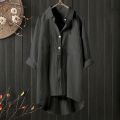 Elegant Cotton Crepe Shirt for Women – Lightweight Tunic with Collar and Button Detailing. 