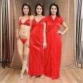 Indispensable -Quality And Durablity -Women 4 Part Comfortable Long Solid Night Dress for Comfortable Nighty Set -Maxi- Innovative.