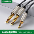 【High-quality】 Ugreen Jack 3.5mm 6.35mm adapter cable Mixer amplifier speaker 6.5mm 3.5 Jack male splitter audio cable. 
