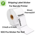 Courier Label Sticker, Shipping Label Sticker 1 Roll, 75mm x 100mm, (3 Inch X 4 Inch), DT,500 PCS Per Roll. 