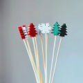 50Pcs Christmas Bamboo Food Picks Toothpicks Santa Dessert Buffet Fruit Salad Christmas Decoration New Year Xmas Party Supplies.