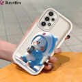 Jizetin for Samsung A73 5G Back Cover Blue Machine Cat Ladder Camera Soft Rubber Mobile Phone Case.