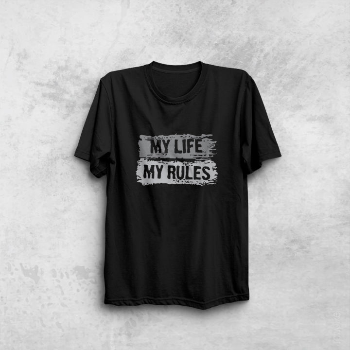Casual Printed MY LIFE MY RULES Jersey T-Shirt for Men's//Men's Fashion//Black//Maroon//Navy//White//s,m,l,xl,xxl sizes//All Is Well Brand