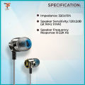 QKZ DM7 Zinc Alloy In Ear HiFi Earphone Stereo Bass Headset. 