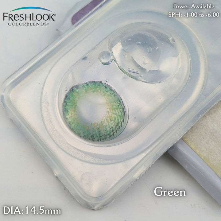 Freshlook Green (Plano & Power)Color Contact Lens with kit box.1 pair Freshlook Colorblends Color contact lens For Eyemakeup/eyefashion. Frehlook Colorblensds Series #freshlookgreen