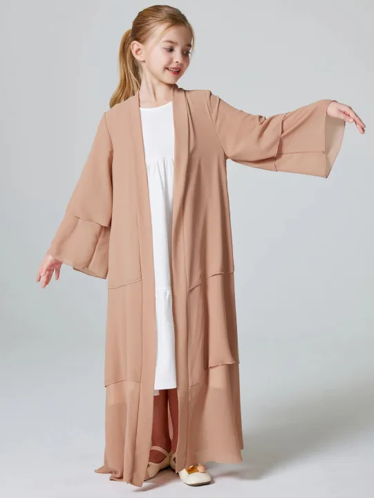 Ramadan%20Muslim%20Girls%203%20Layered%20Chiffon%20Kids%20Abaya%20Dress%20Open%20Front%20Abaya%20Kebaya%20Outerwear%20(Without%20Hijab)%20-%20Image%205
