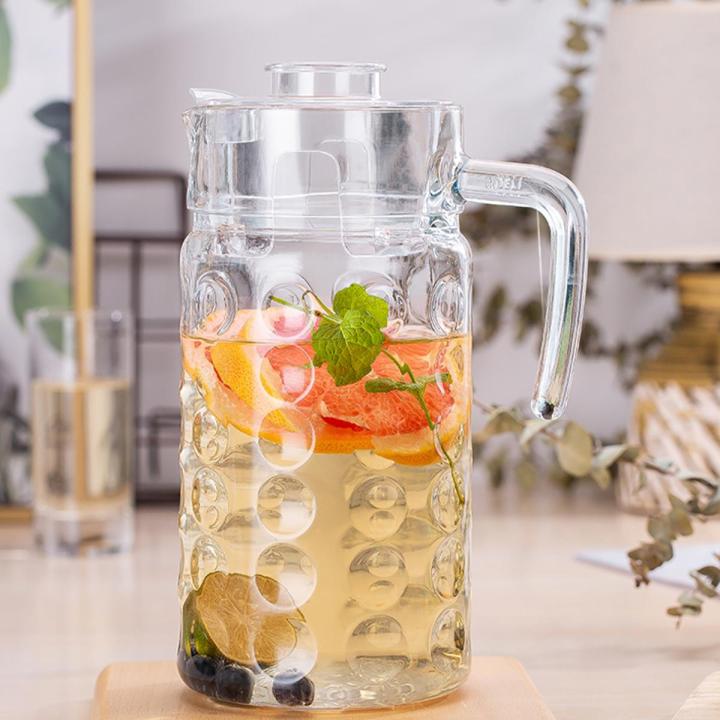 1.8 Litre Green Apple Deli Glassware Crystal Clear Glass Water Jug And Juice Jug And Pitcher With Plastic Lid