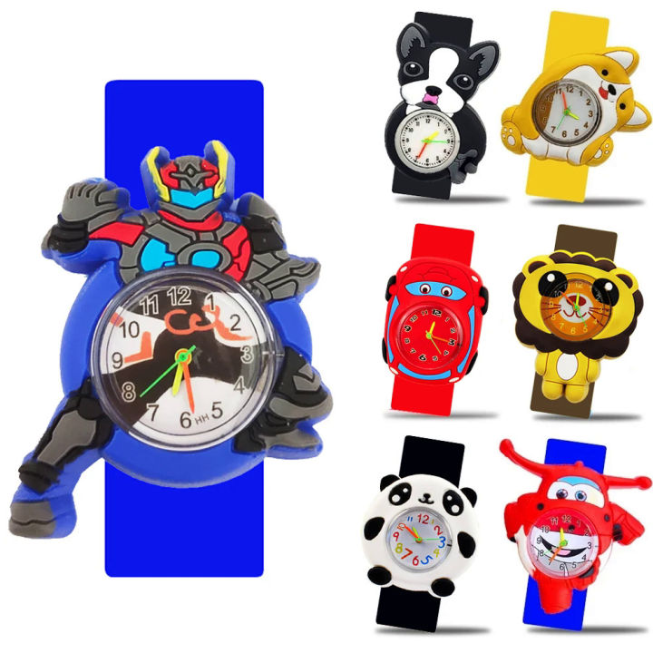 Cartoon Children's Watch Toys Baby Learn Time Clock Bracelet 1-16 Years Old Kids Slap Watches for Boy Girl Christmas Party Gift