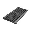 A4TECH FK11 Wired Mini Keyboard - Compact Size - Sleek Round-Square Keycaps - Multimedia Hot Keys - USB - For PC/Laptop - Black.