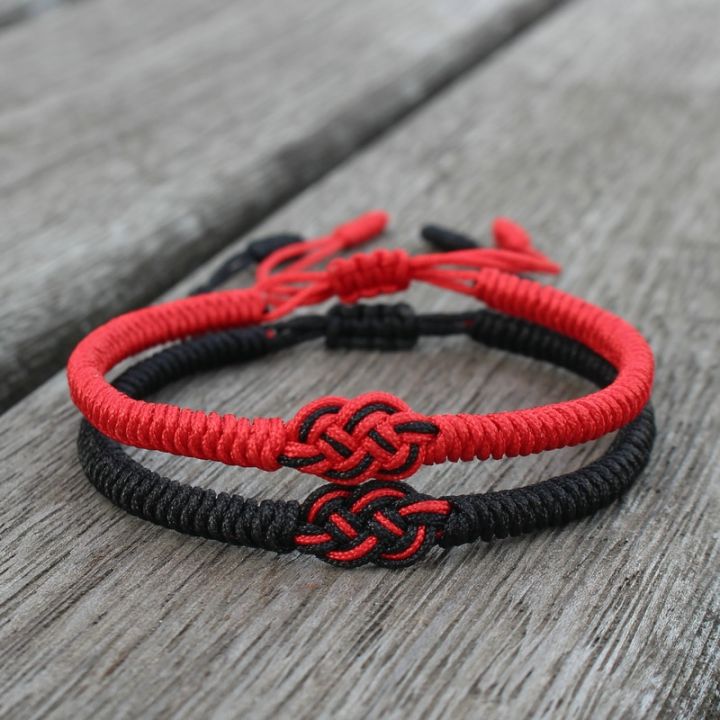 National Style Lucky Red String Bracelet Lovers Handmade Braided Concentric Knot Charm Bracelets for Women Jewelry Best Gift